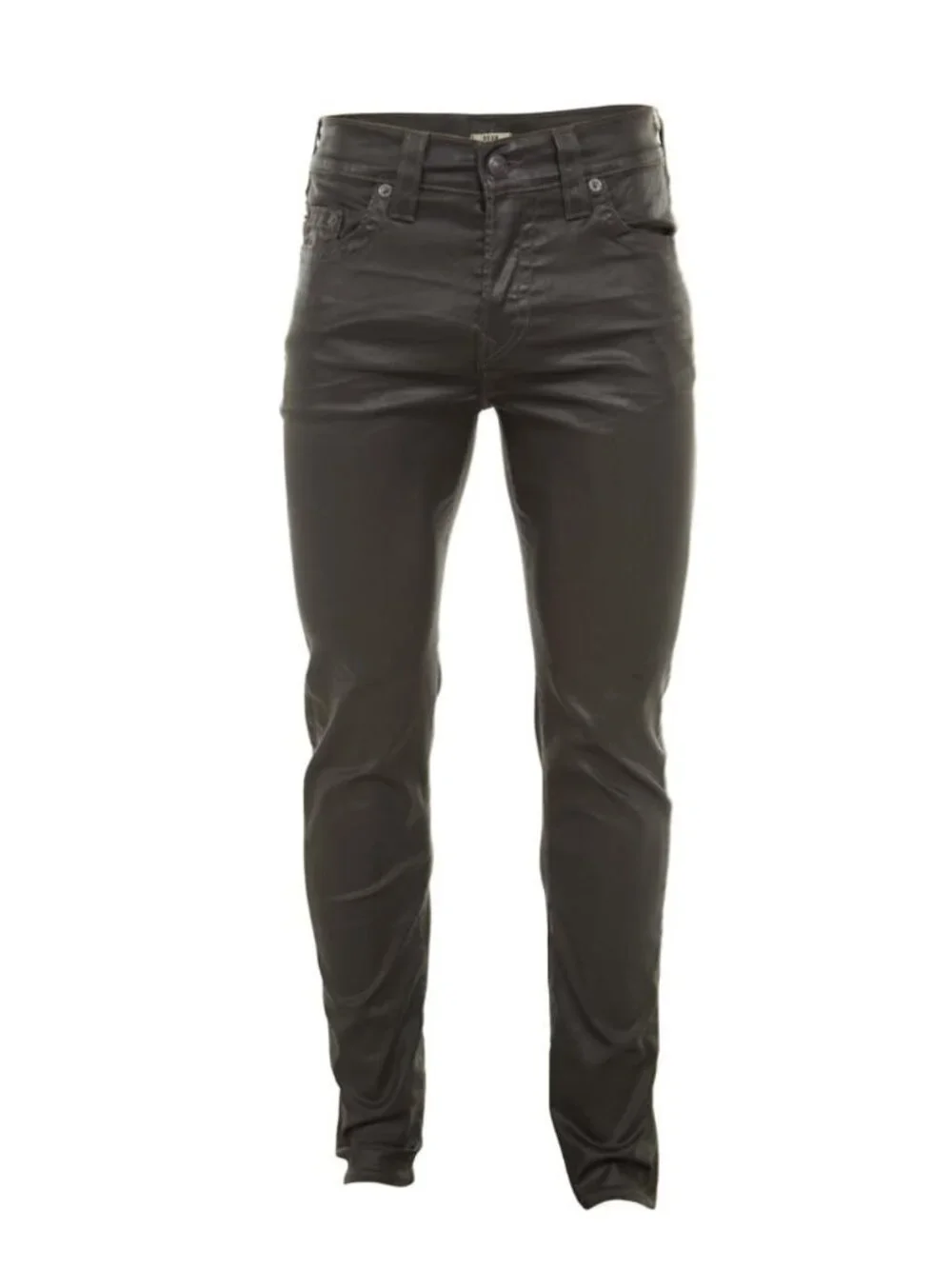 NWT True Religion Men's Dean Relaxed Tapered Cut Leatherlike Pant Black Black 38